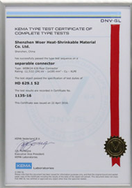 KEMA certificate for 24kV 630A Rear connector per HD629