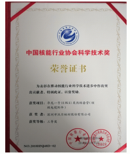 China Nuclear Energy Industry Association Science and Technology Award